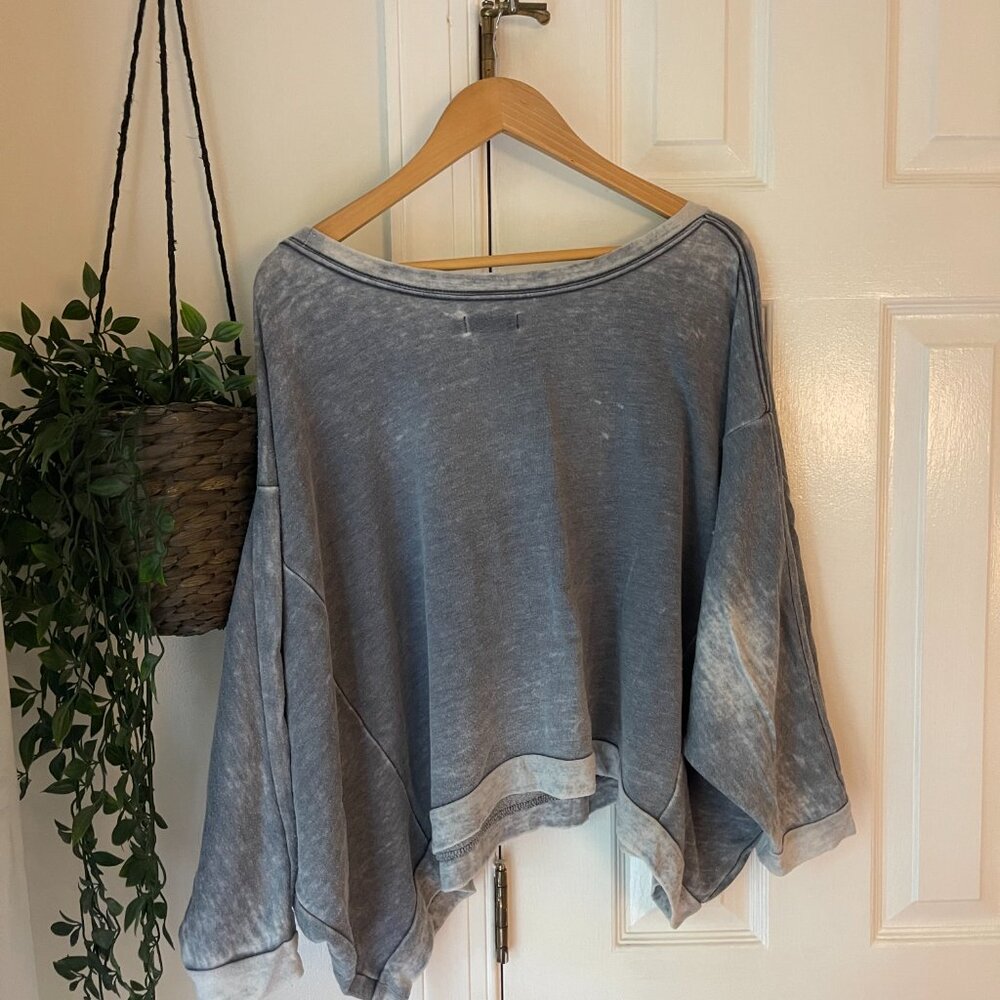 BDG Oversized off shoulder denim faux-worn sweater top in size XS - Picture 3 of 6